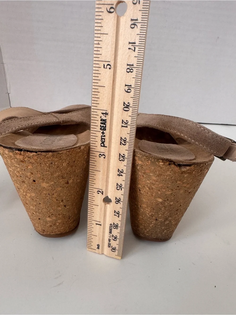 Cordani Italy Tan Suede Peep Toe Slingback Cork Wedge Sandals Size 40 US 9.5
